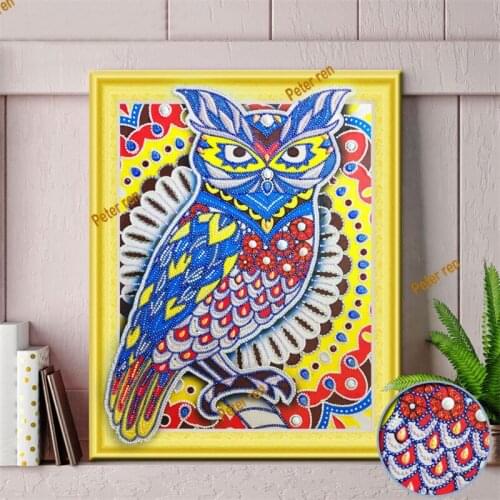 Peter ren Hot Sale Full Diamond Special-shaped Diamond Painting Factory Direct Animal Owl 5d Mosaic Embroidery Home Decor Crafts