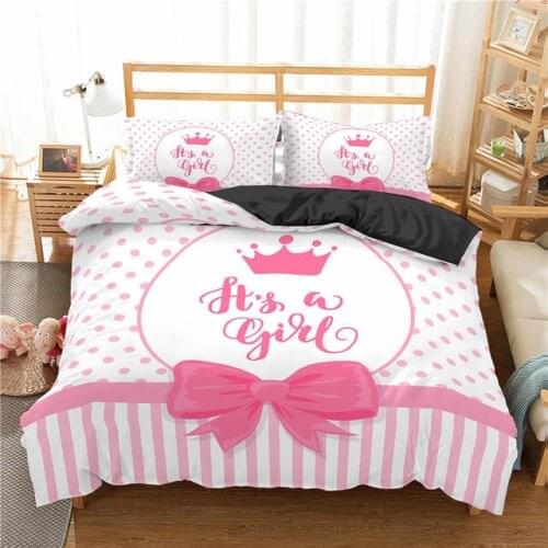 Pink Girl Blue Boy Bedding Set Duvet Cover Quilt/Comforter Pillowcase 3D Custom Printing King Queen Twin Full Size Kids Bed Sets