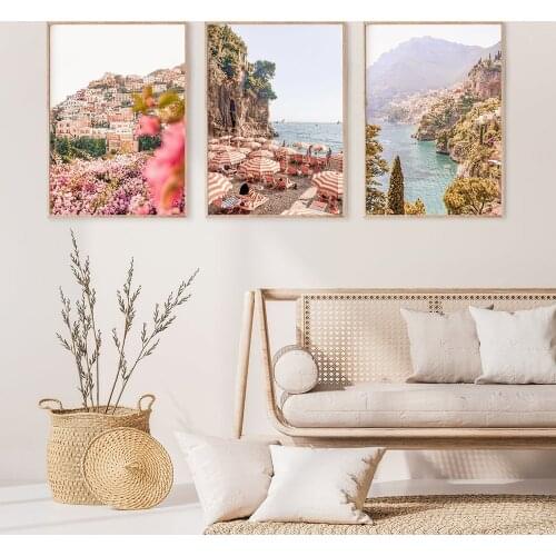 Positano Italy Prints Amalfi Coast Colorful Wall Art Canvas Painting Architecture Art Amalfi Coast Poster Decor Traveler Gifts