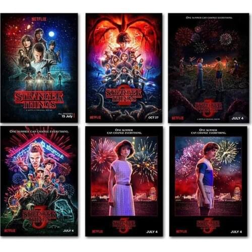 Stranger Things Season 3 Posters Silk Spun Cloth Prints Wall Art Stranger Things Characters TV Play Pictures for Kids Room Decor