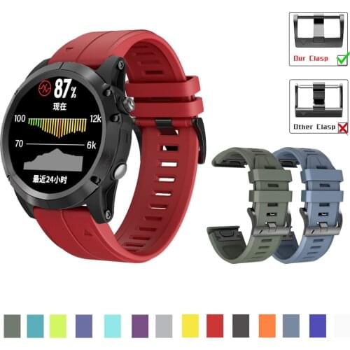 26 22mm Silicone Watchband for Garmin Fenix 6X 6 Pro Watch Quick Release Easy fit Wrist Band Strap For Fenix 5X 5 Plus 3 3HR