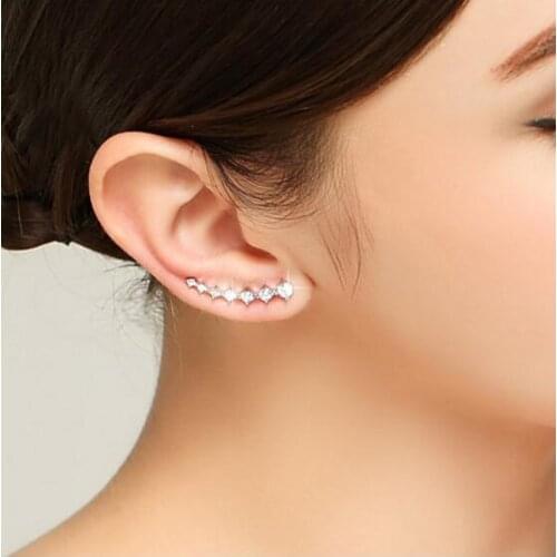 New Arrival best friends 925 sterling silver sweep cz long wire thread ear climber women Climber 925 silver earring