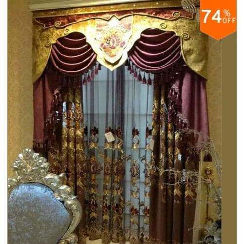 Purple Golden flowers curtains glass beads curtains lavender kitchen rooms elegant curtain for living room curtains