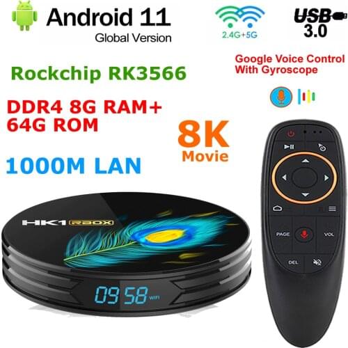 Android 11 TV BOX HK1 RBOX R3 RK3566 DDR4 8GB RAM 64G ROM 5G Dual WIFI 1000M Lan Set Top Box USB3.0 HDR 4K Youtube Media Player