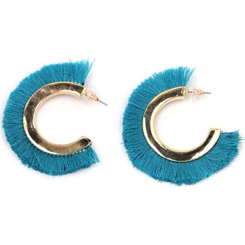 Unique Later C Fringe Tassel Earrings Moon Pendant Drop For Party