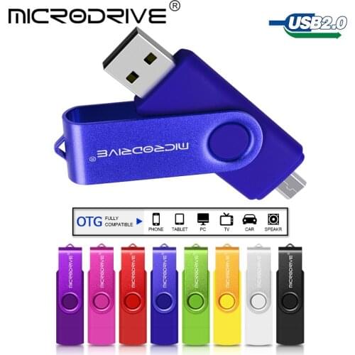 9 Colors Swivel OTG USB Flash Drive 2 in 1 USB 4G 8G 16G 32G 64G 128GB Memory Stick U Disk Rotatable Pendrive for android phone