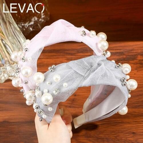 Levao Organza Pearl Headband for Women Hair Bands Spring Summer Fashion Headwear Hairband Hoop Bezel Hair Accessories