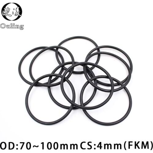 1PC Fluorine rubber Ring Black FKM Oring Seal CS 4mm OD70/75/80/85/90/95/100mm Rubber O Ring Sealing Gasket Oil Ring Fuel Washer