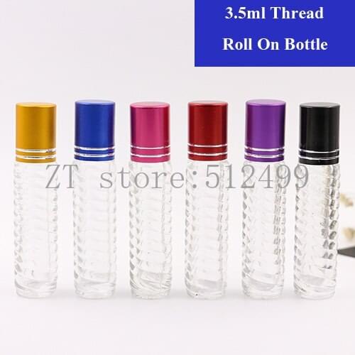 10/20/30/50/80pcs 3.5ml Clear Glass Roll On Bottles Roller Balls Essential Oil Tube Fragrance Aromatherapy Perfumes Lip Balms