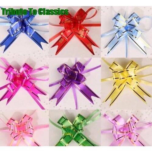10pcs/pack Pull Bow Ribbons Gift Wrapping Happy New Year Wedding Birthday Party Supplies Home Decoration DIY Pull Flower Ribbons