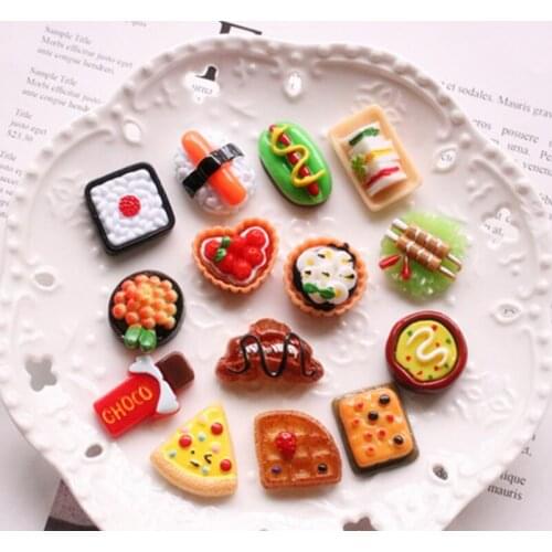 10pcs/lot Flat Back Resin Cabochon Simulation Fake Food Resin Cabochons Embellishments DIY Accessories Scrapbooking