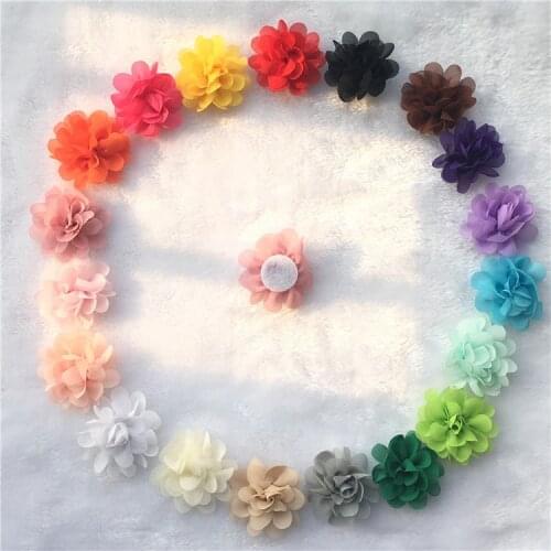 10pcs/lot Christmas Flowers mini Chiffon Flower 2" Charlotte Tulle Puff Flower Head hydrangea for accessories DIY headwear