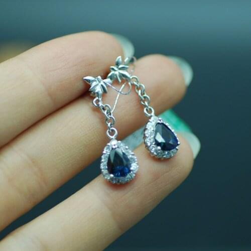 18K Gold Sapphire Earrings Natural Sapphire Earrings Fashion Gifts for women