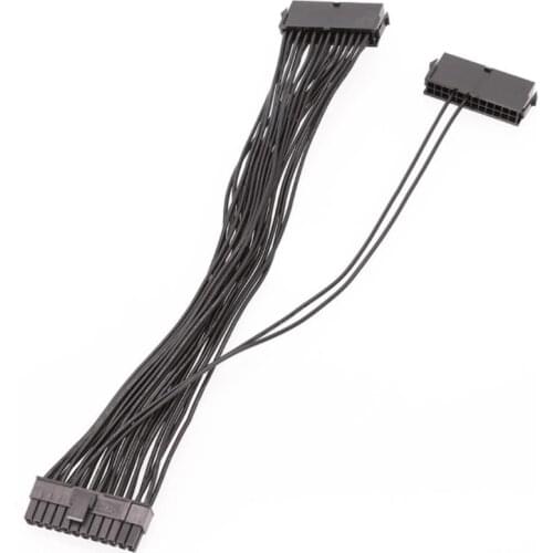 24Pin(20pin+4pin) Dual PSU ATX Power Supply Extension Adapter Motherboard Sync Starter Cable 30cm for BTC Bitcoin Miner Mining