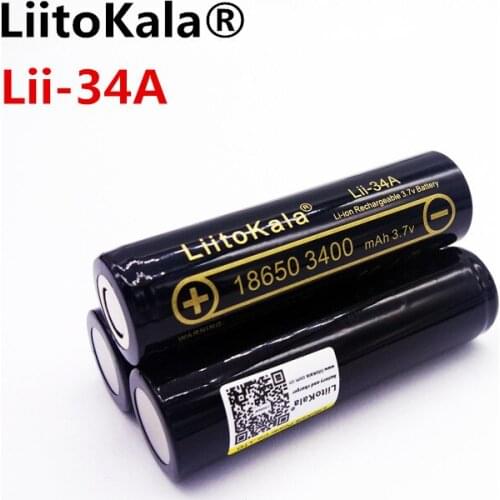 3pcs HK LiitoKala Lii-34A 3.7V 18650 3400mah battery for NCR18650B 34B Rechargeable Battery for flashlight/torches/Lamp