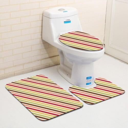 Zeegle Shading 3Pcs Bathroom Carpet Set Toilet Lid Cover Non-slip Bathroom Floor Mats Washroom Rugs Toilet Bath Mat Set Bath Rug