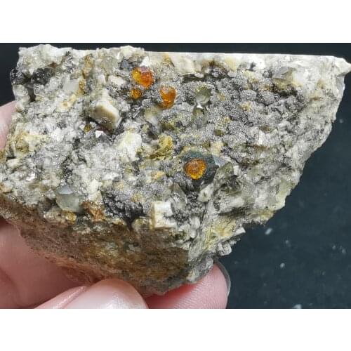 35.5g.Rare natural garnet crystal hexagonal point feldspar mica brass multi mineral crystal symbiotic halo energy healing