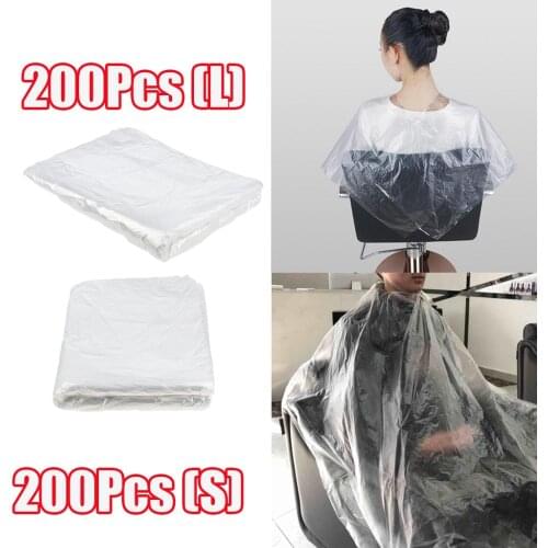 400pcs 2 Size Transparent Disposable Hair Cutting Capes Salon Gown Unisex