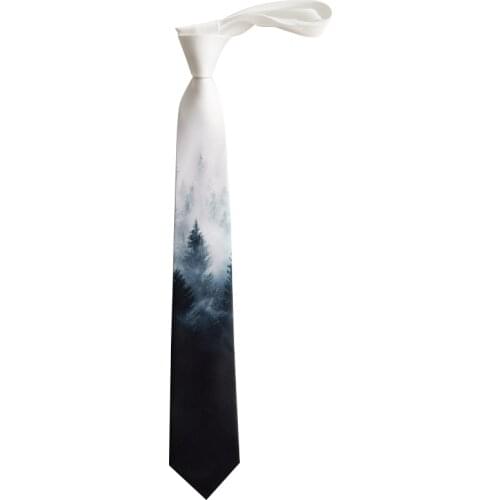 Free shipping New Mens fashion Original printing tie 7cm5.5cm dark blue gradient landscape Chinese style retro birthday necktie