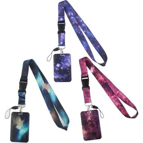 BG640 Starry Sky Lanyards Art Painting Neck Strap Straps Ribbons Phone Buttons ID Card Holder Lanyard For Keys DIY Hanging Ropes
