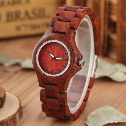 Minimalist Red Wood Womens Quartz Watch Luminous Pointer Analog Lady Bracelet Wooden Watches New Fashion Female Wristwatch
