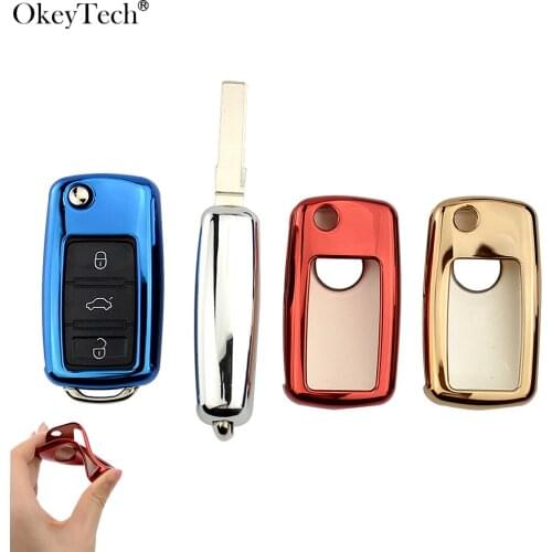 Okeytech TPU Car Key Case For Volkswagen VW Passat Golf Jetta Bora Polo Sagitar Tiguan Auto Key Bag Cover Protector Shell