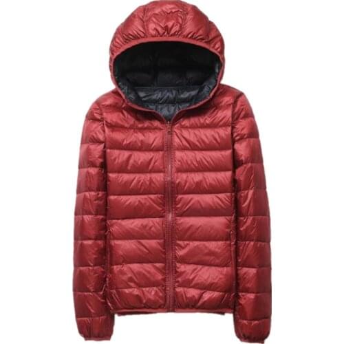 Womens Jackets Brand Down Jackets 2021 Ultra Light Hooded Basic Jacket Feather Famale Jackets Double Side Reversible Warm Coat
