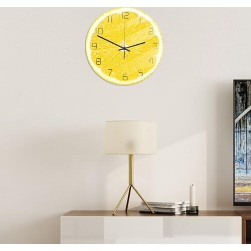 Home Decor Mute Quartz Glowing Wall Clocks Plexiglass Panel Acrylic Fruit Plate Raw for Living Room Bed Room