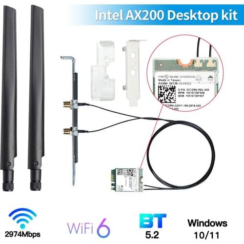 Dual band AX200NGW Wireless 802.11ac/ax Network WiFi 6 For AX200 Wlan NGFF Wifi Card 5G up to 2.4Gbps Bluetooth 5.1 + Antennas