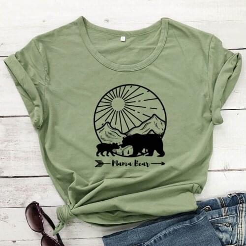 Mama Bear Arrow Mountains T-shirt Aesthetic Nature Outdoors Top Tee Shirt Cute Mothers Day Gift Tshirt Camiseta