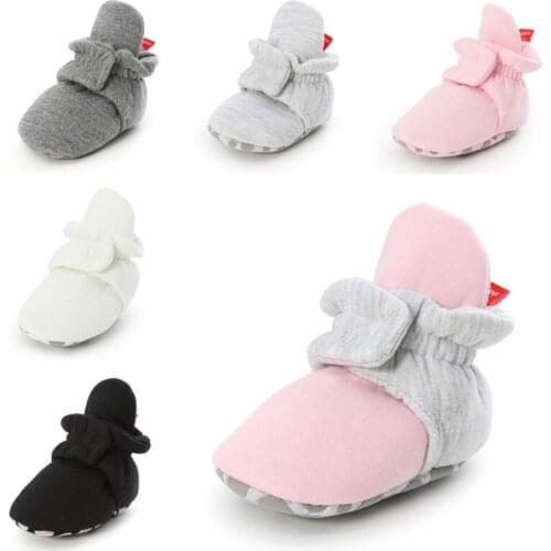 Cotton Comfort Toddler First Walkers Soft Anti-slip Newborn Booties Baby Socks Shoes Boy Girl Stripe Gingham Infant Crib Shoes
