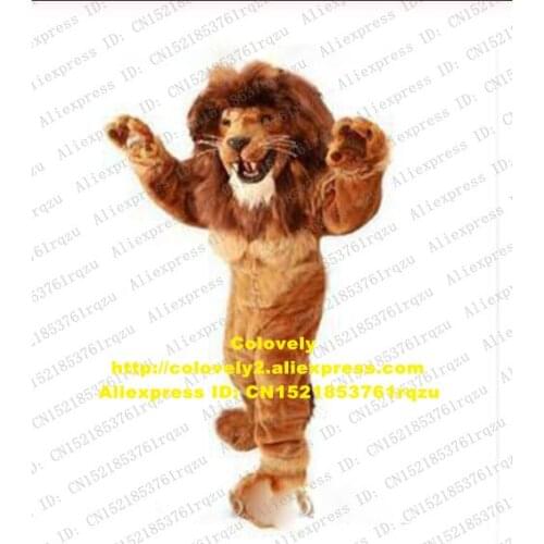 Brown Long Fur Lion Mascot Costume Adult Cartoon Character Outfit Suit Wedding Celebration Shop Celebration zz7627