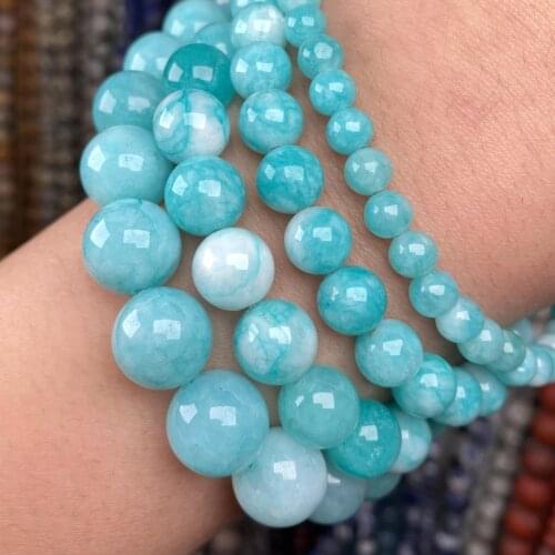 Natural Stone Blue Jades Round Beads For Jewelry Making Diy Handmade Bracelet Charm Accessories 6-10mm 15'' Wholesale
