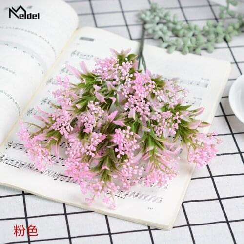 Meldel Artificial Plants Fake Milan Grass Green Plant Plastic Flower Mini Twigs DIY Flower Arrangement Home Party Wedding Decor