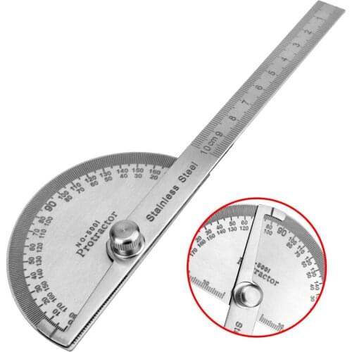 Metal Angle Finder Goniometer Angle Ruler Rotary Measuring Ruler Stainless Steel Woodworking Tools 180 Degree Protractor