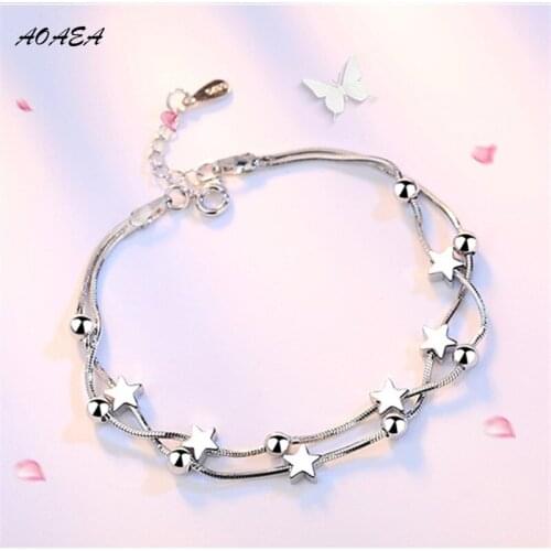 Multi-layer bead bracelet geometric five-pointed star box bead fashion bracelet charm female snake chain gift