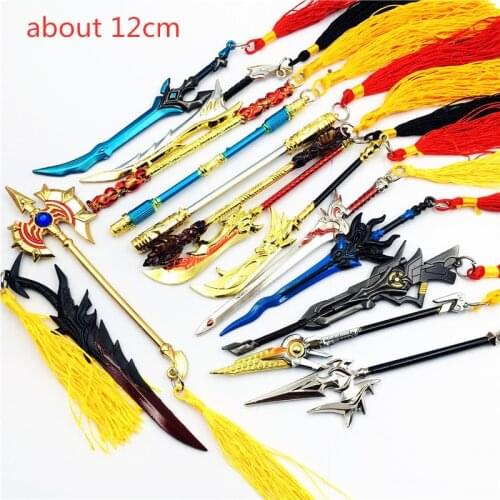 24pcs/lot Wangzhe Weapon Model Cosplay Jewelry Sun Wukong Metal Sticks Toy 12cm For Children/kids Toy Gifts