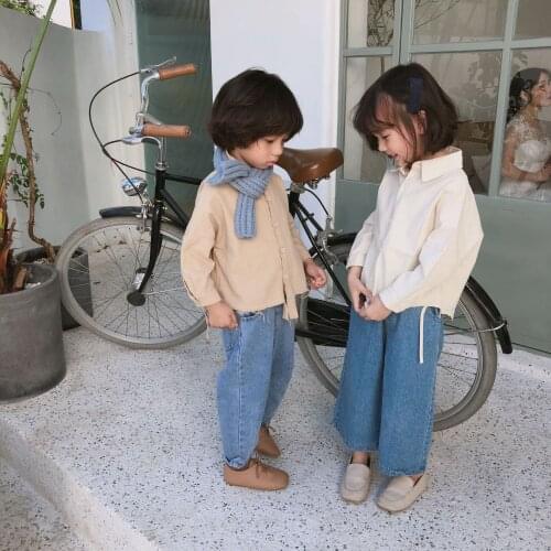 Fashion Simple New Boys and Girls Long Sleeve Shirt Blouses Baby Clothes Autumn Hot Sale Wild Soft Top Tees Baby Girl Shirt 1-7Y