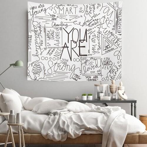 Factory Outlet Fashion Simple Black And White Letter Mix And Match Printed Tapestries Home Dedroom Living Room Decoration Hangin
