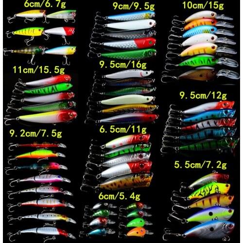 60pcs/lot Fishing Lures Set Mixed 10 Varisized Models Bait Artificial Make Quality Professional Wobblers Fishing Tackle