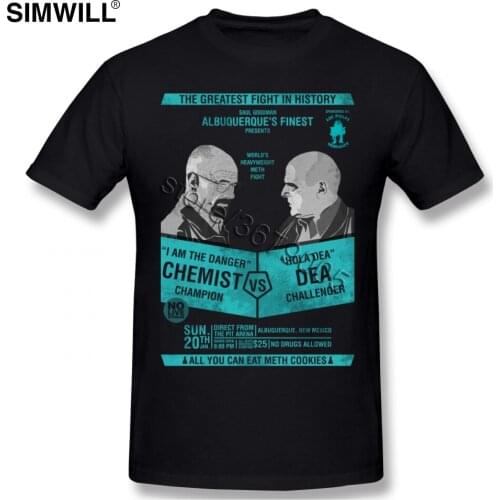 Novelty Latest Tees Shirt Men Cotton Tshirt Heisenberg Chemist VS DEA Tee Short Sleeves Round Neck Breaking Bad Graphic T Shirt