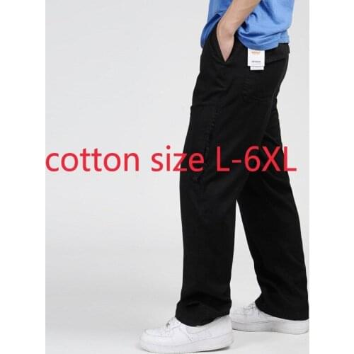New Arrival Autumn Winter Thick Casual Men Loose Pure Cotton Overalls Cargo Pants Full Length Elastic Waist Plus Size L-5XL 6XL