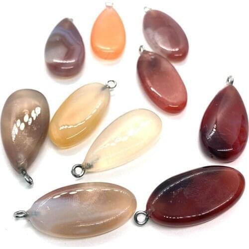 Natural Stone Wholesale Pendant Drop-shaped Egg-shaped Color Agate Crystal Pendant DIY Handmade Exquisite Jewelry Accessories