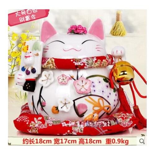 A Authentic ceramic Lucky Cat piggy bank Japan large ceramic ornaments wedding gift business butterfly ceramic ornaments ceramic
