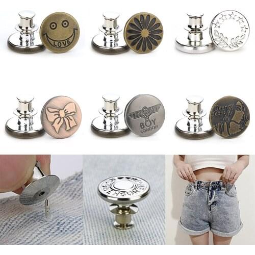 Snap Fastener Metal Buttons For Clothing Jeans Perfect Fit Adjust Self Increase Reduce Waist Free Nail Twist Sewing Buttons
