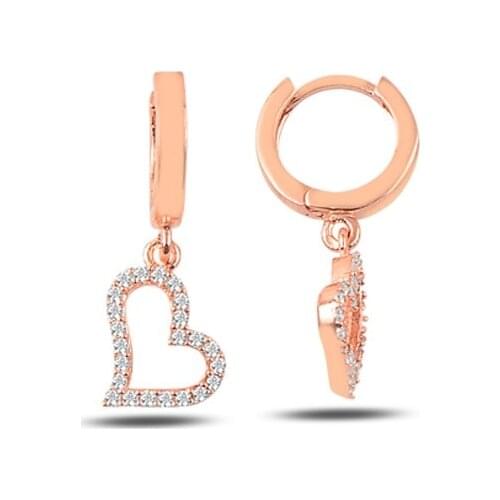 Sterling Silver Heart Necklace , Rose Plated Necklace , Made of 925 Sterling Silver