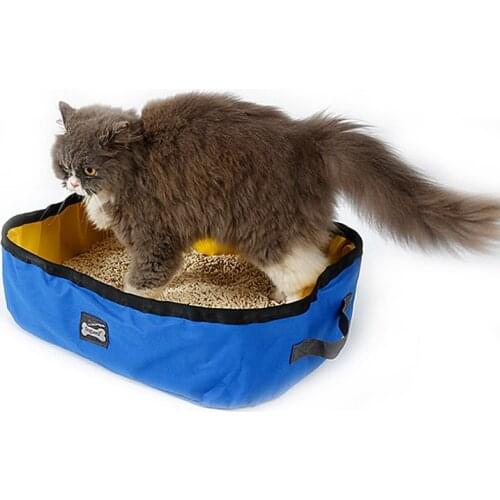 Pet Cat Travel Foldable Portable Outdoor Cat Litter Waterproof Collapsible Oxford Box Kitten Puppy Toilet Training Bedpan