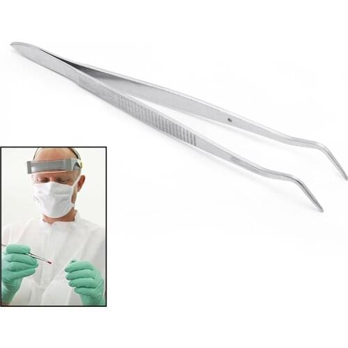 Y1UF Stainless Steel Tweezers Serrated Curved Dental Instruments Dental Tool