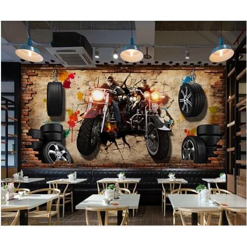 Custom mural 3d photo wallpaper Retro motorcycle nostalgic brick wall background home decor living room wallpaper for wall 3 d