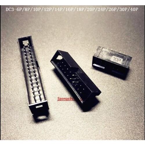 10pcs/Lot DC3-24P/26P/30P/40P Socket Straight Double Row IDC Box Connector 2.54mm Pitch Box Headers Female Connector